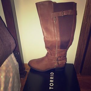 Tall wide cafe and wide Brown boots from Torrid